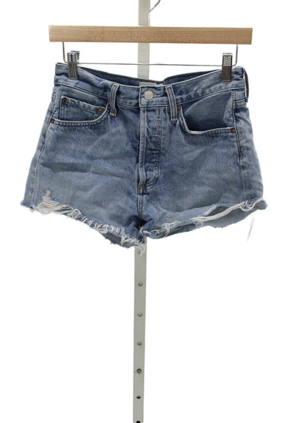 Agolde Womens Cut-Off Denim Shorts Blue 100% Regenerative Cotton Size 24