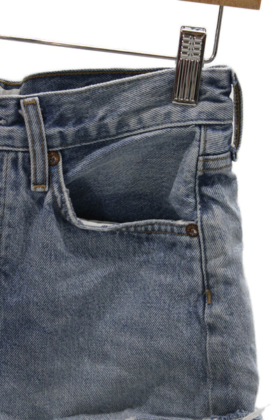 Agolde Womens Cut-Off Denim Shorts Blue 100% Regenerative Cotton Size 24