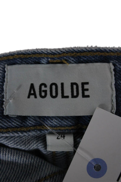 Agolde Womens Cut-Off Denim Shorts Blue 100% Regenerative Cotton Size 24