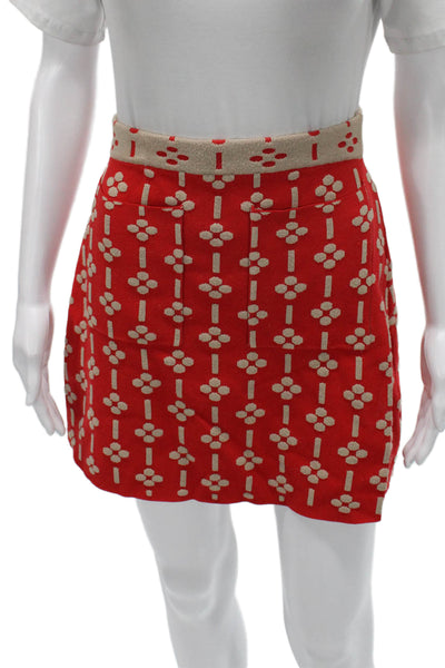 Maeve Anthropologie Women Mini Skirt Red Floral Rayon Zip Size XS