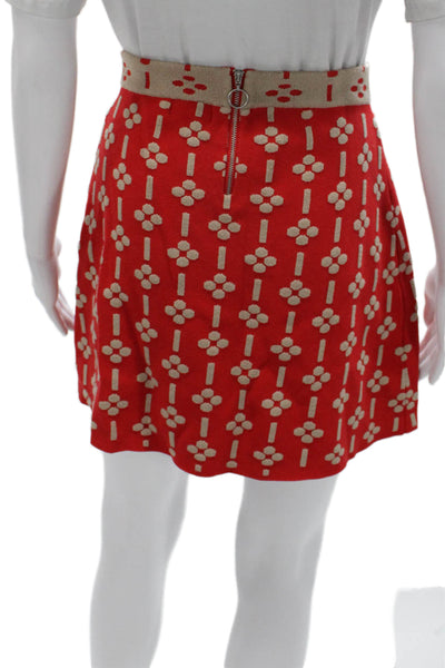 Maeve Anthropologie Women Mini Skirt Red Floral Rayon Zip Size XS