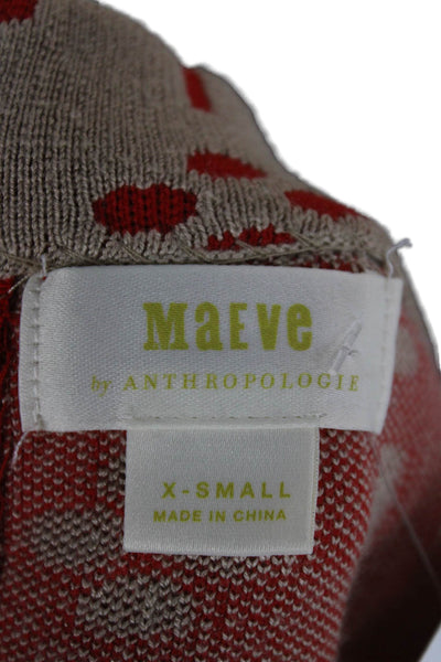 Maeve Anthropologie Women Mini Skirt Red Floral Rayon Zip Size XS