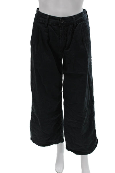Mother Women Cropped Pants Black Cotton Button Size 25