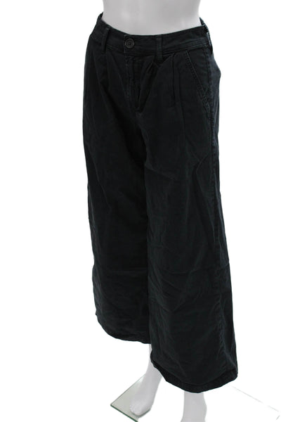Mother Women Cropped Pants Black Cotton Button Size 25