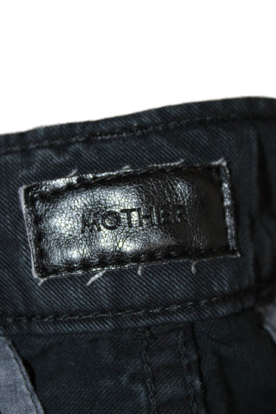 Mother Women Cropped Pants Black Cotton Button Size 25