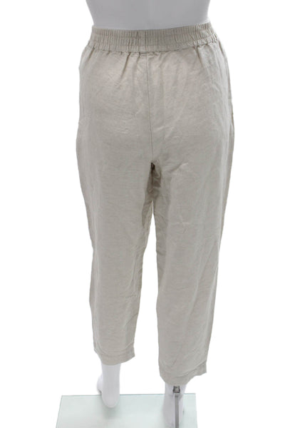 Madewell Women Beige Linen Cropped Pants Button Closure Size 2XS