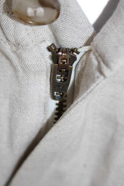 Madewell Women Beige Linen Cropped Pants Button Closure Size 2XS