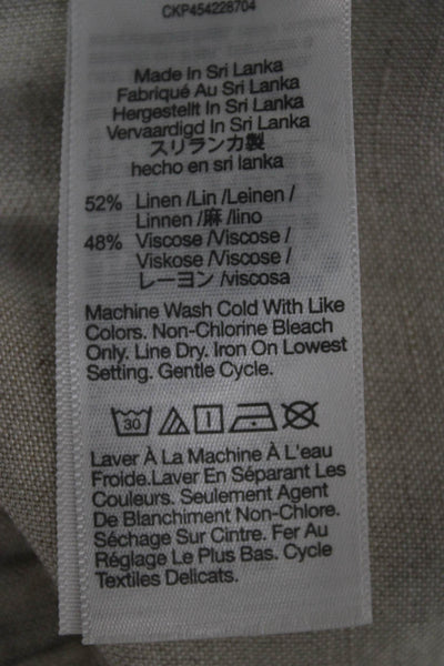 Madewell Women Beige Linen Cropped Pants Button Closure Size 2XS