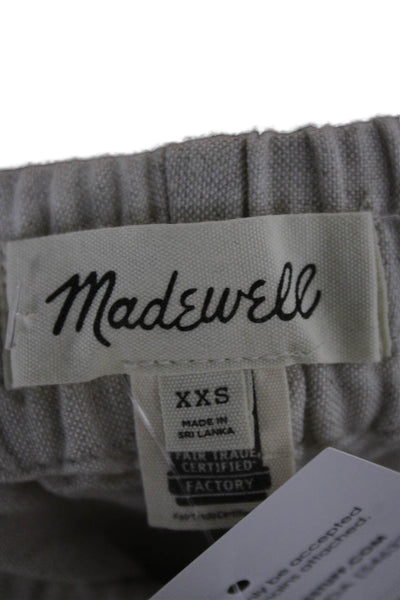 Madewell Women Beige Linen Cropped Pants Button Closure Size 2XS