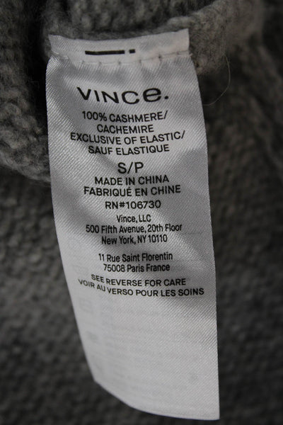 Vince Womens Cashmere Pullover Sweater Crew Neck Long Sleeve Gray Petite Size S