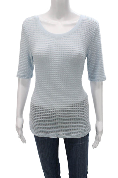 Pilcro Anthropologie Women Basic Scoop Neck Blue T-Shirt 3/4 Sleeve Size L