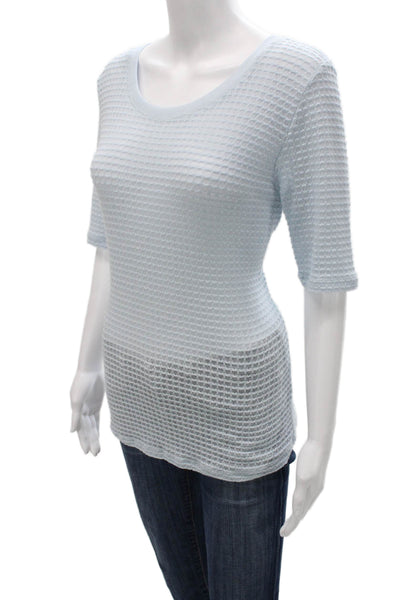 Pilcro Anthropologie Women Basic Scoop Neck Blue T-Shirt 3/4 Sleeve Size L