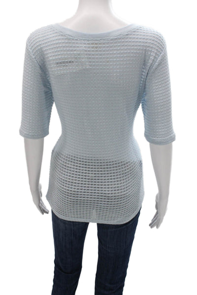 Pilcro Anthropologie Women Basic Scoop Neck Blue T-Shirt 3/4 Sleeve Size L