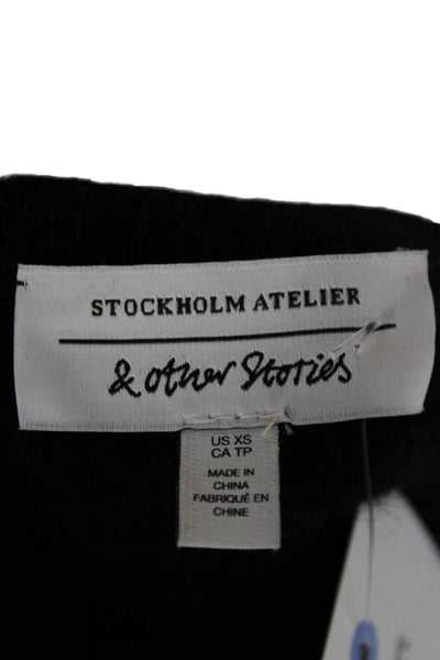 & Other Stories Womens Pullover Crew Neck 3/4 Sleeve Alpaca Black Size XS