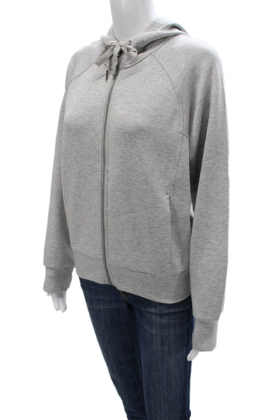 Spanx Women Full Zip Hoodie Gray Modal Long Sleeve Size M