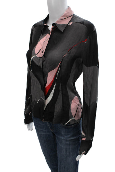 VERSUS by Versace Women Black Geometric Round Neck Long Sleeve T-Shirt Size 44