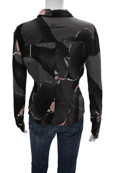 VERSUS by Versace Women Black Geometric Round Neck Long Sleeve T-Shirt Size 44