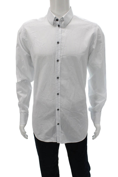 Dolce & Gabbana Mens Dress Shirt White Pinstripe Cotton Size 16.5
