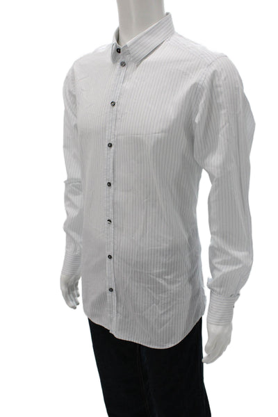 Dolce & Gabbana Mens Dress Shirt White Pinstripe Cotton Size 16.5