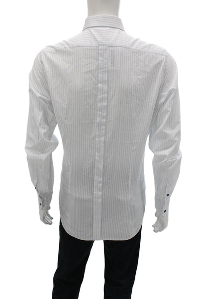 Dolce & Gabbana Mens Dress Shirt White Pinstripe Cotton Size 16.5