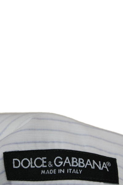 Dolce & Gabbana Mens Dress Shirt White Pinstripe Cotton Size 16.5