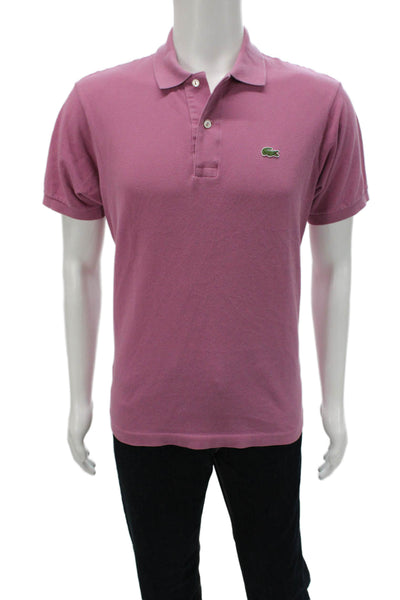 Lacoste Mens Short Sleeves Polo Shirt Pink Cotton Size 5