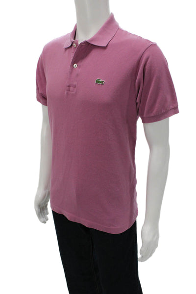 Lacoste Mens Short Sleeves Polo Shirt Pink Cotton Size 5