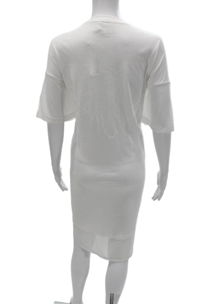 Adidas Womens White T-Shirt Dress Short Sleeve Cotton Knee Length Size XL
