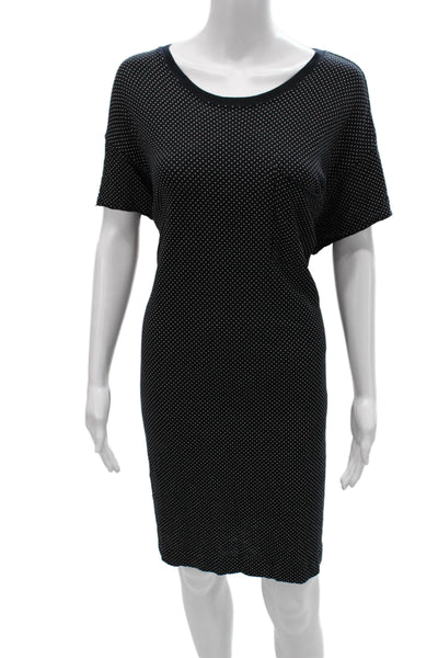 ATM Womens Black T-Shirt Dress Short Sleeve Cotton Round Neck Size L