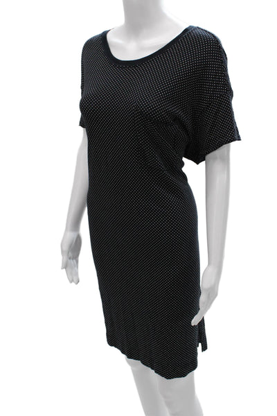 ATM Womens Black T-Shirt Dress Short Sleeve Cotton Round Neck Size L