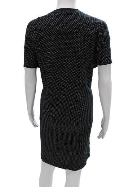 ATM Womens Black T-Shirt Dress Short Sleeve Cotton Round Neck Size L