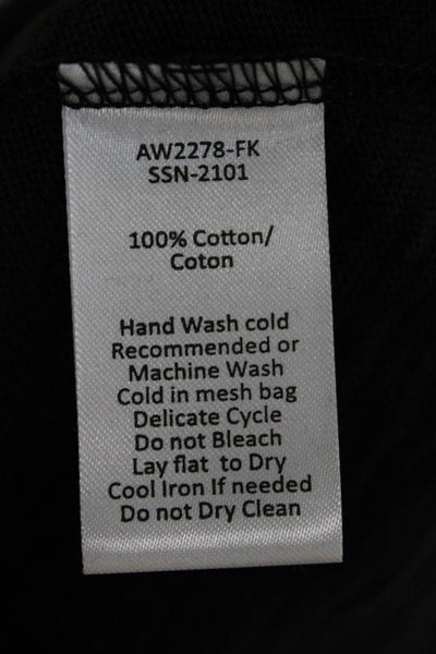 ATM Womens Short Shift Dress Black V-Neck Long Sleeve Cotton Size XL