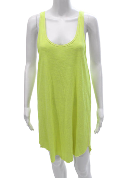 Lululemon Women Tank Dress Yellow Striped Scoop Neck Sleeveless Size 10