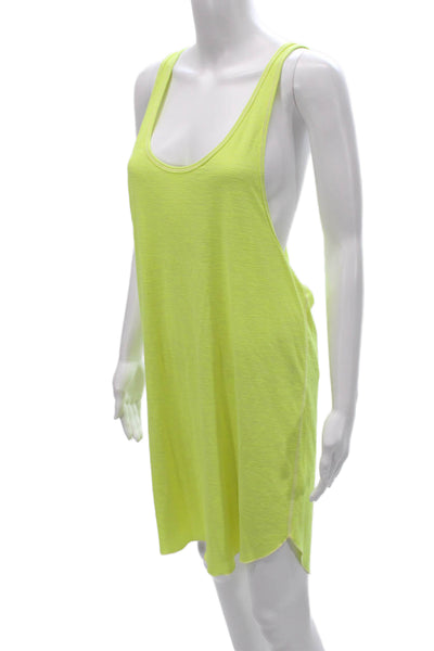 Lululemon Women Tank Dress Yellow Striped Scoop Neck Sleeveless Size 10