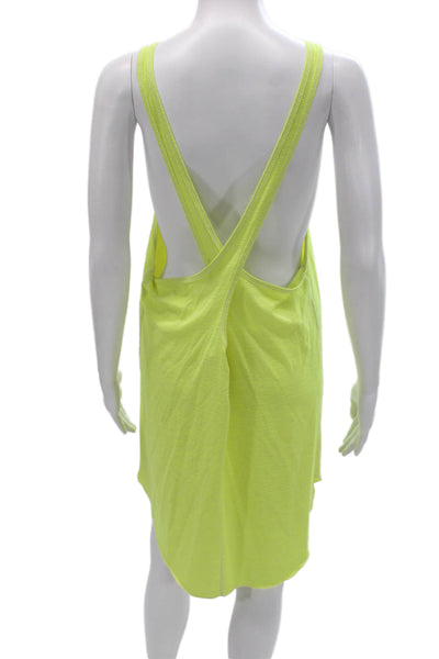 Lululemon Women Tank Dress Yellow Striped Scoop Neck Sleeveless Size 10