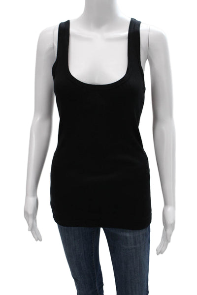Splendid Women Black Scoop Neck Basic Tank Sleeveless Size M