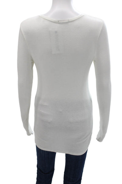 ATM Womens Long Sleeve Henley T-Shirt White Micromodal Basic Size S
