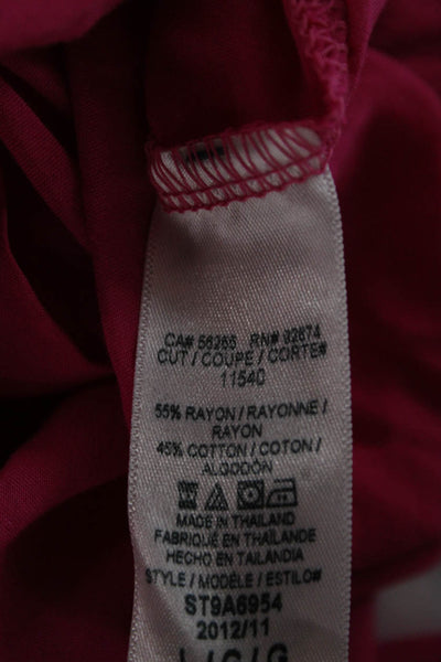 Splendid Womens Collared Button-Up Blouse Pink Long Sleeve Rayon Cotton Size L
