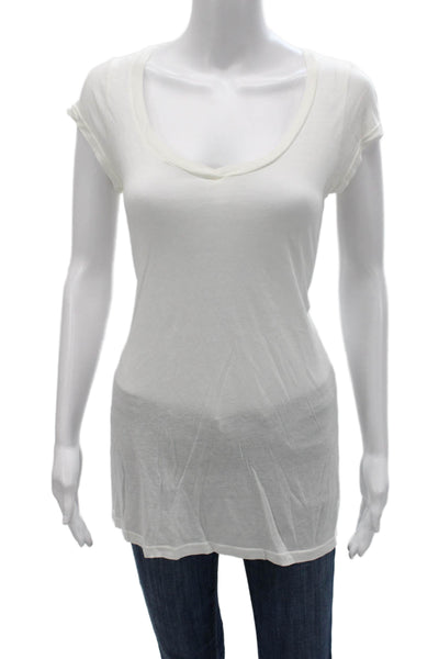 Splendid Womens Scoop Neck Tunic T Shirt White Short Sleeve Size M