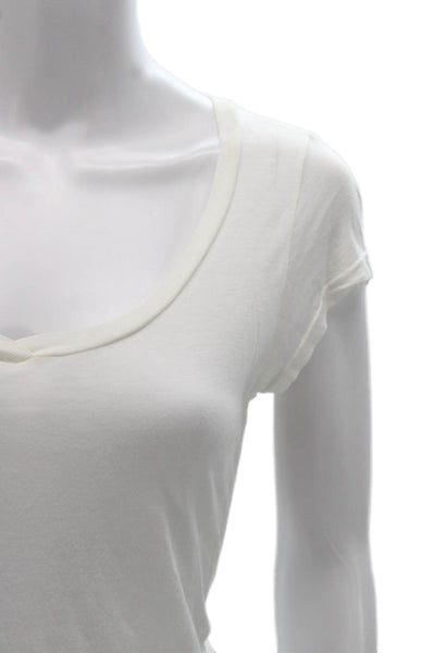 Splendid Womens Scoop Neck Tunic T Shirt White Short Sleeve Size M