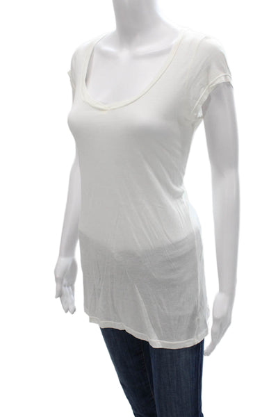 Splendid Womens Scoop Neck Tunic T Shirt White Short Sleeve Size M