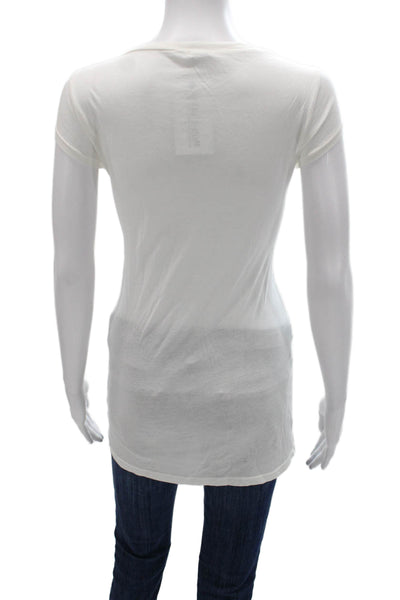 Splendid Womens Scoop Neck Tunic T Shirt White Short Sleeve Size M