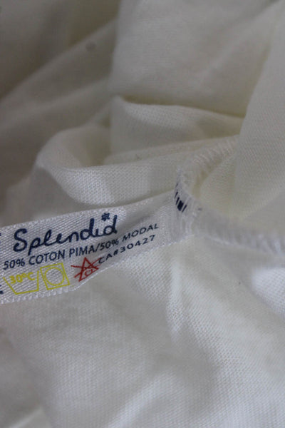 Splendid Womens Scoop Neck Tunic T Shirt White Short Sleeve Size M