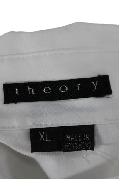 Theory Women Collared Cotton Button-Up Long Sleeve White Basic Size XL