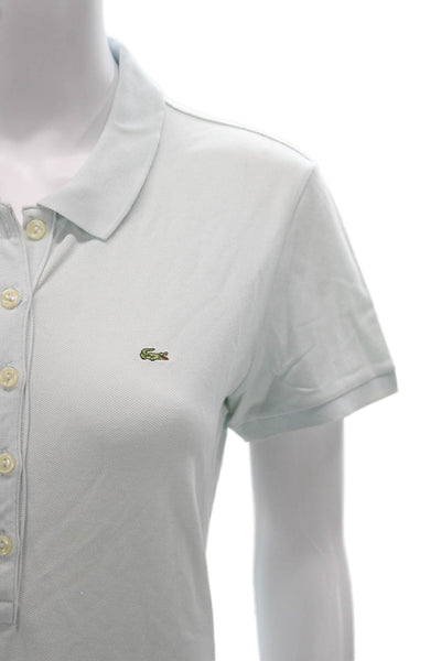 Lacoste Womens Basic Collared Polo Short Sleeve Blue Cotton Button Size 42