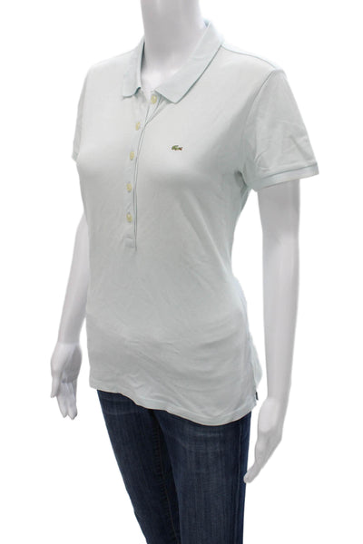 Lacoste Womens Basic Collared Polo Short Sleeve Blue Cotton Button Size 42