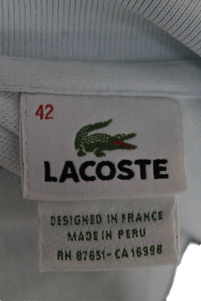 Lacoste Womens Basic Collared Polo Short Sleeve Blue Cotton Button Size 42
