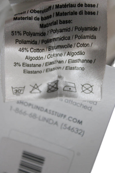 Golfino Womens Basic Collared Polo Long Sleeve White Polyamide Button Size 12
