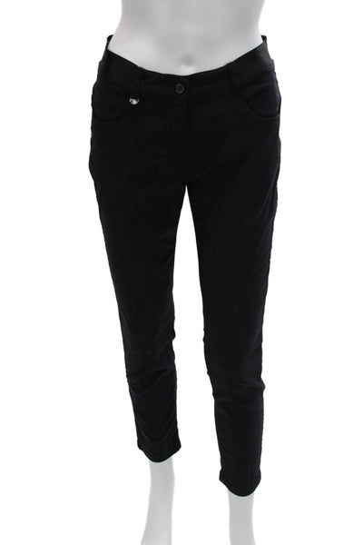 Chervo Womens Ankle Pants Black Button Polyamide Size 42
