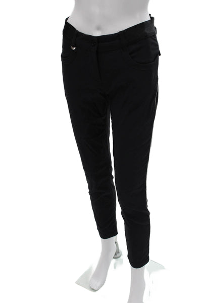 Chervo Womens Ankle Pants Black Button Polyamide Size 42